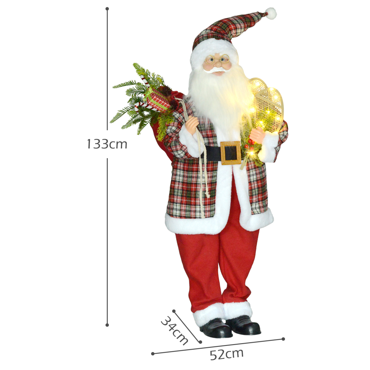 HOMCOM 133cm Animated Santa Claus with Sound Activated Festive Music for Party