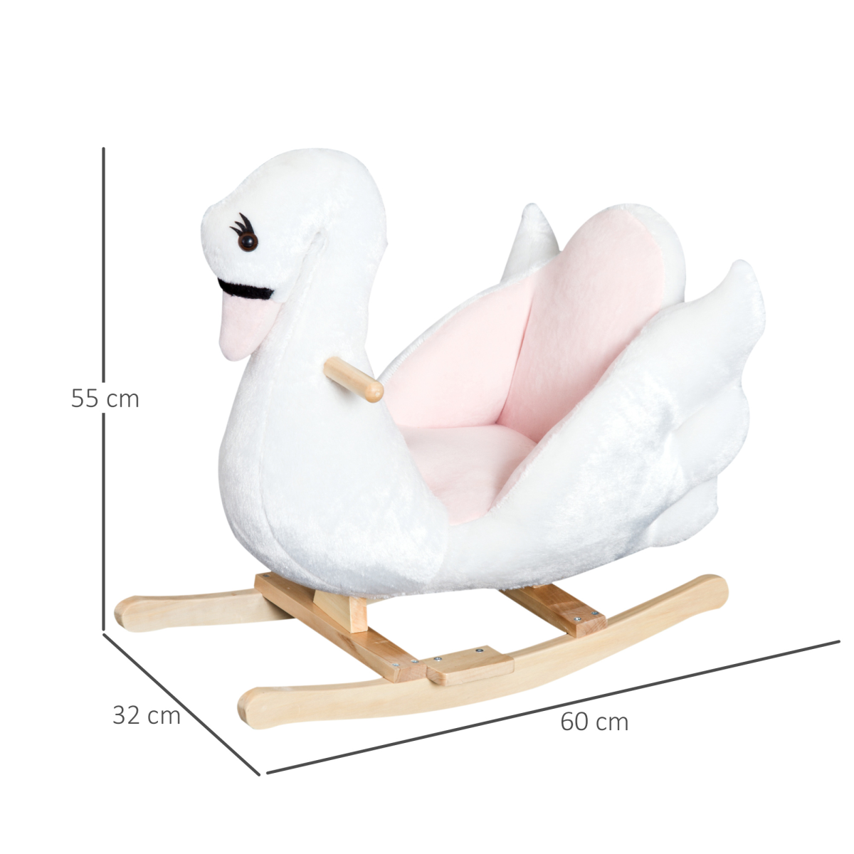 Kids Rocking Horse Ride On Swan Toy with Music Safety Seat for Toddler HOMCOM