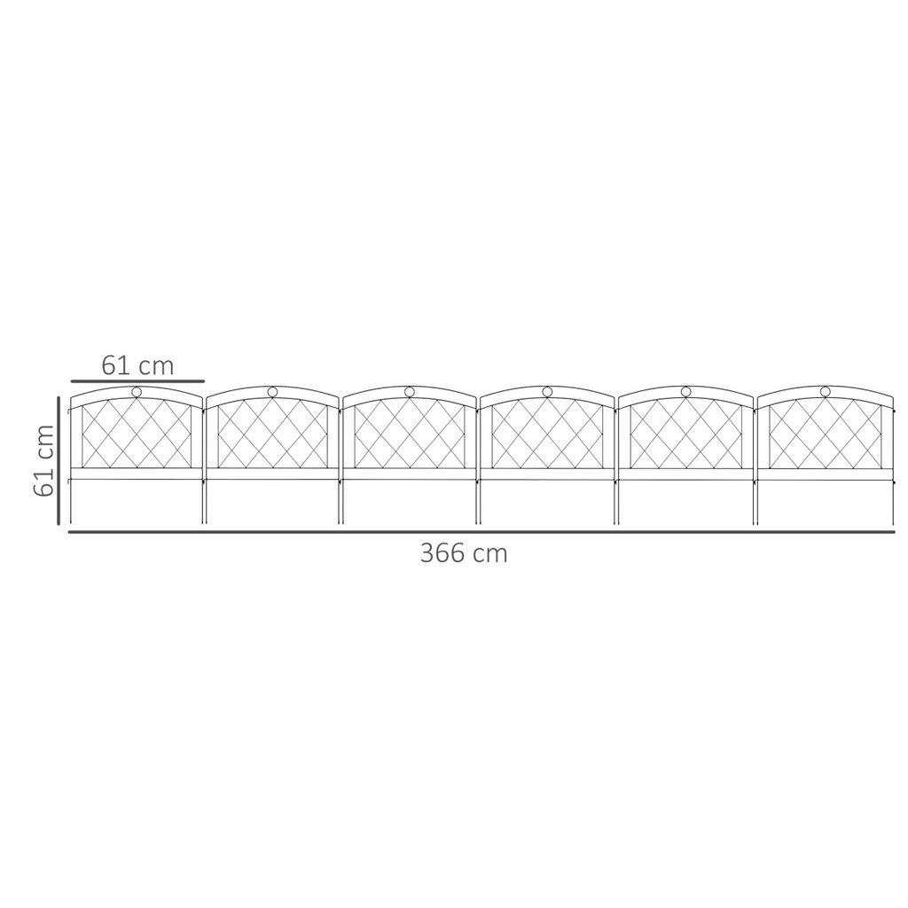 Outsunny 6PCs Decorative Garden Fencing 24in x 12ft Metal Border Edging