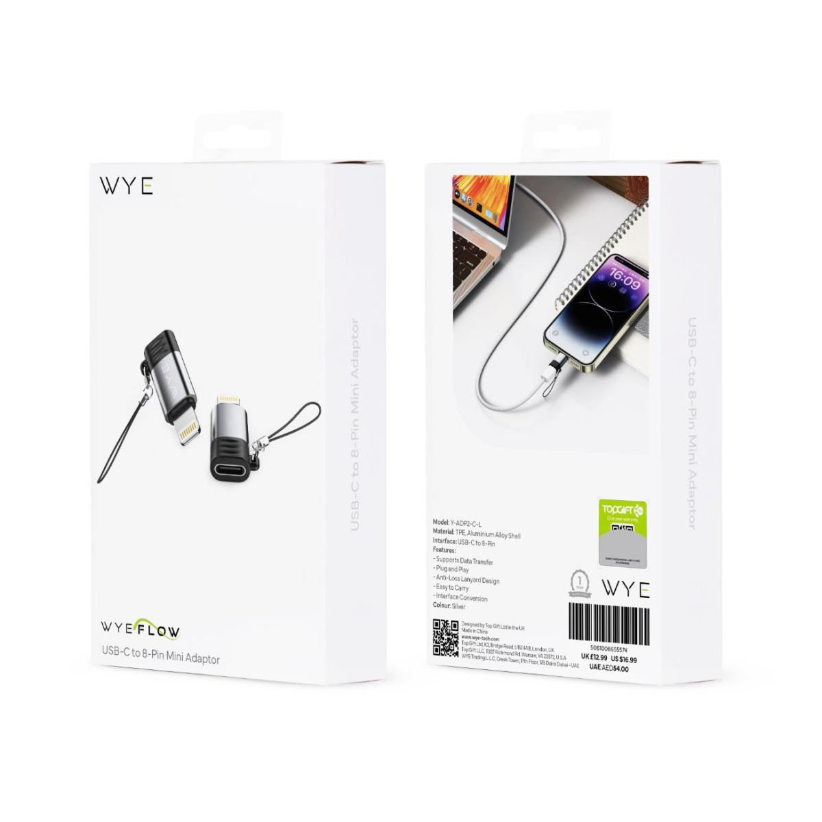 WYEFLOW 8-Pin to USB-C Mini Adaptor