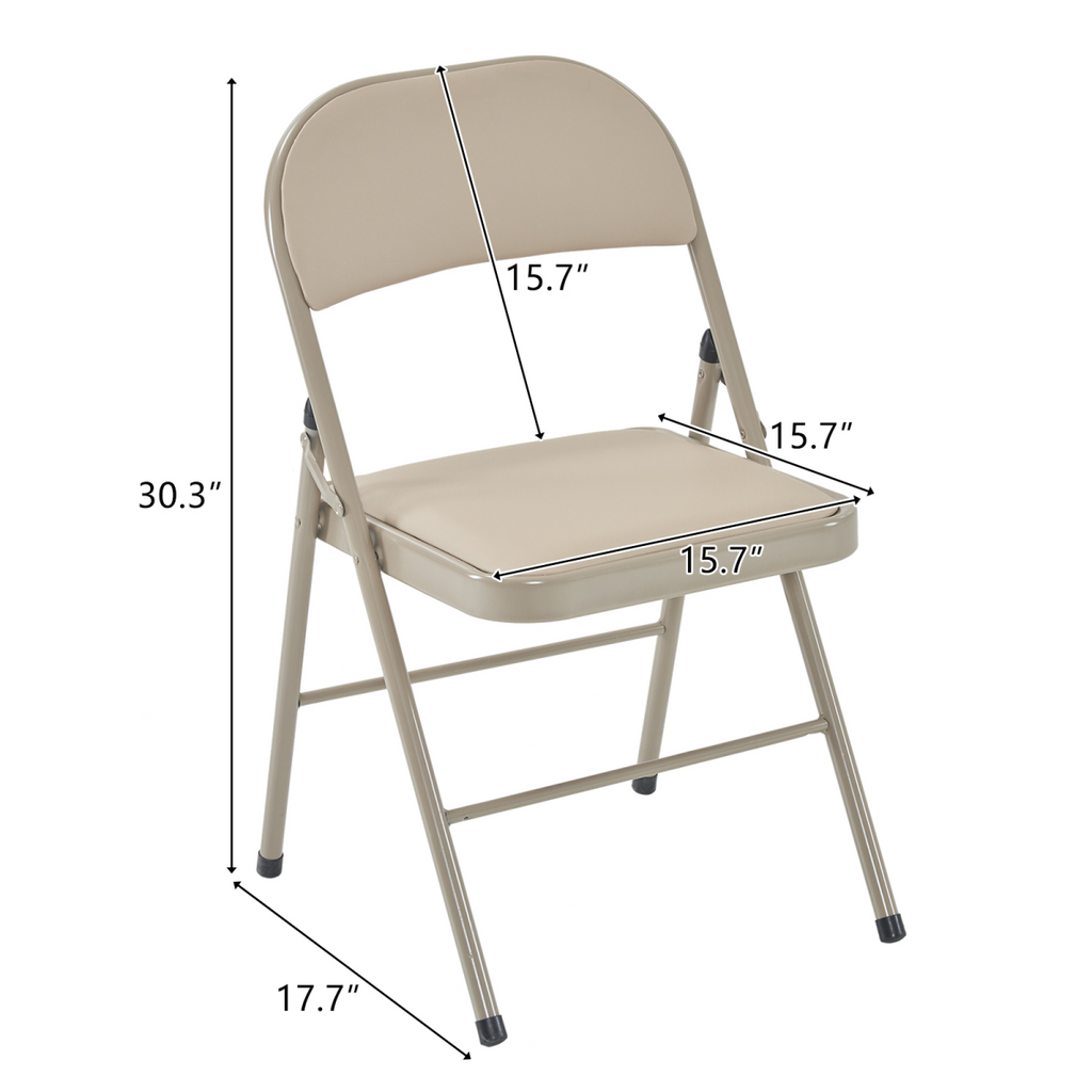 4pcs Elegant Foldable Iron & PVC Chairs for Convention & Exhibition  Light  Brown