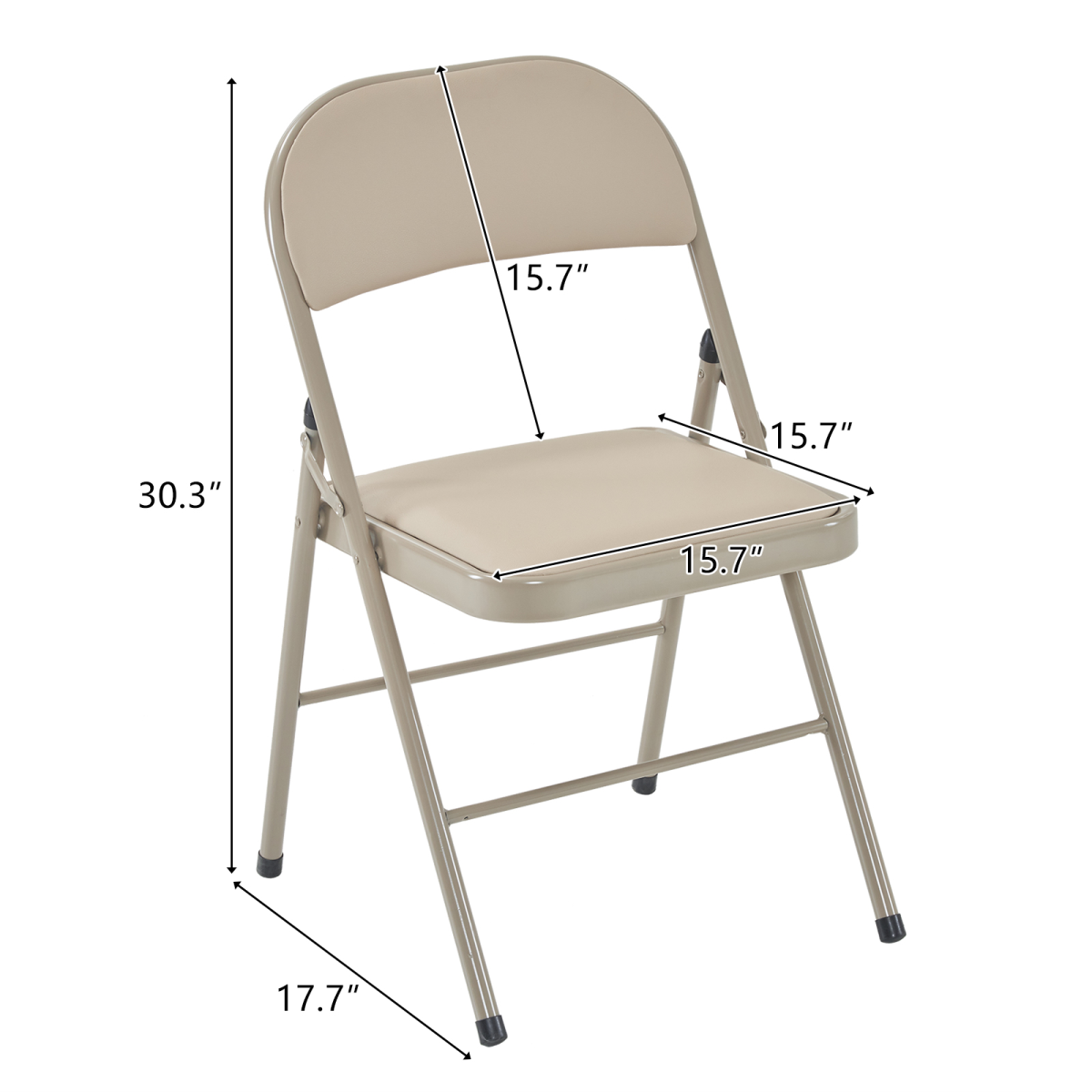 4pcs Elegant Foldable Iron & PVC Chairs for Convention & Exhibition  Light  Brown