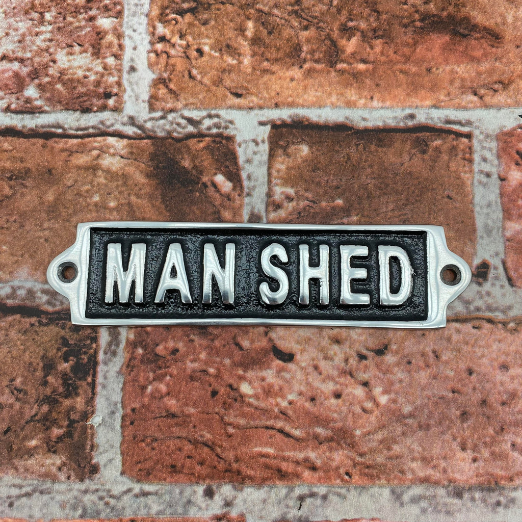 Man Shed Aluminium Cast Iron Door Sign Male Gift Wall Decor Sign 18cm