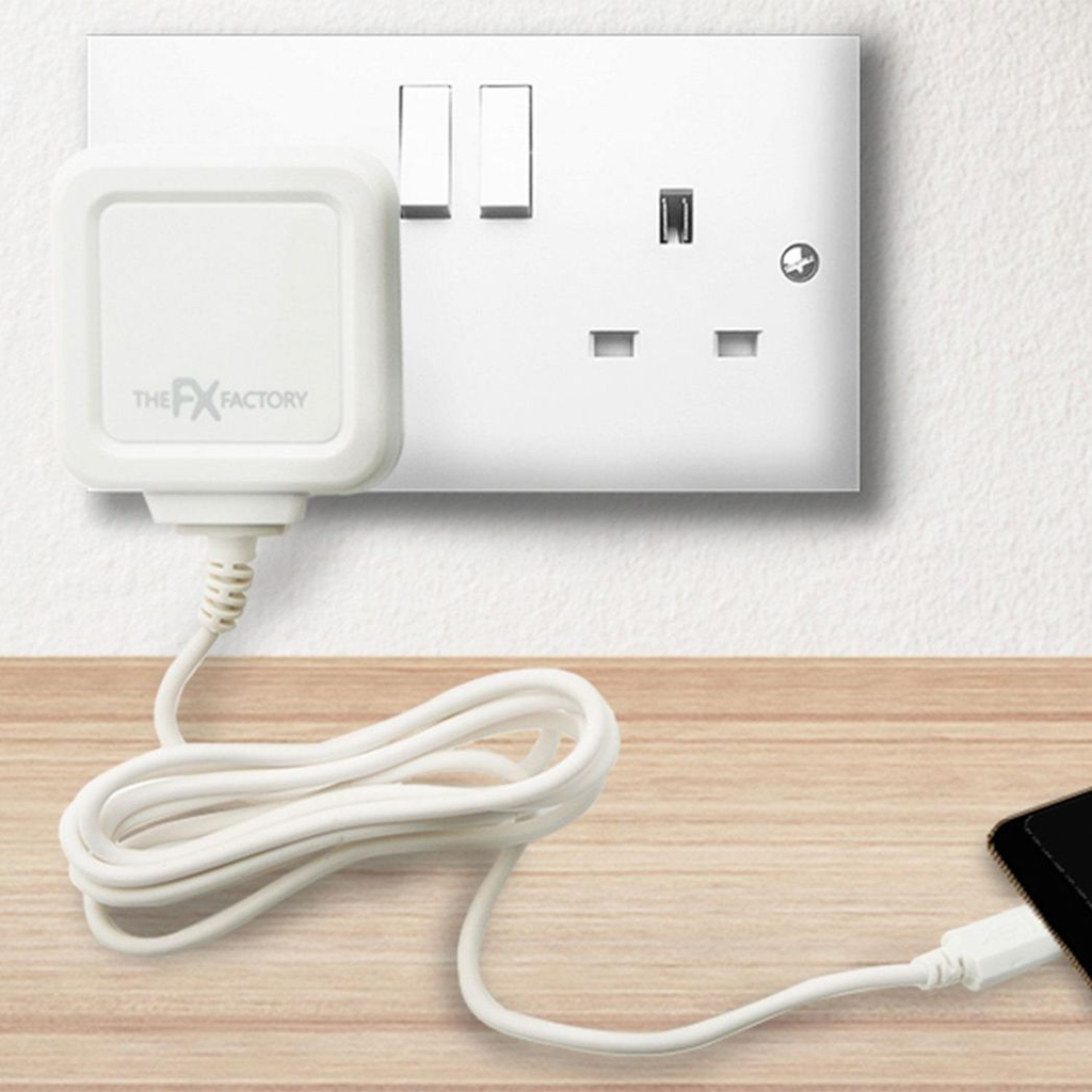 FX Mains Charger Powabud for USB 1A&MicroUSB Devices for Micro USB Devices-White