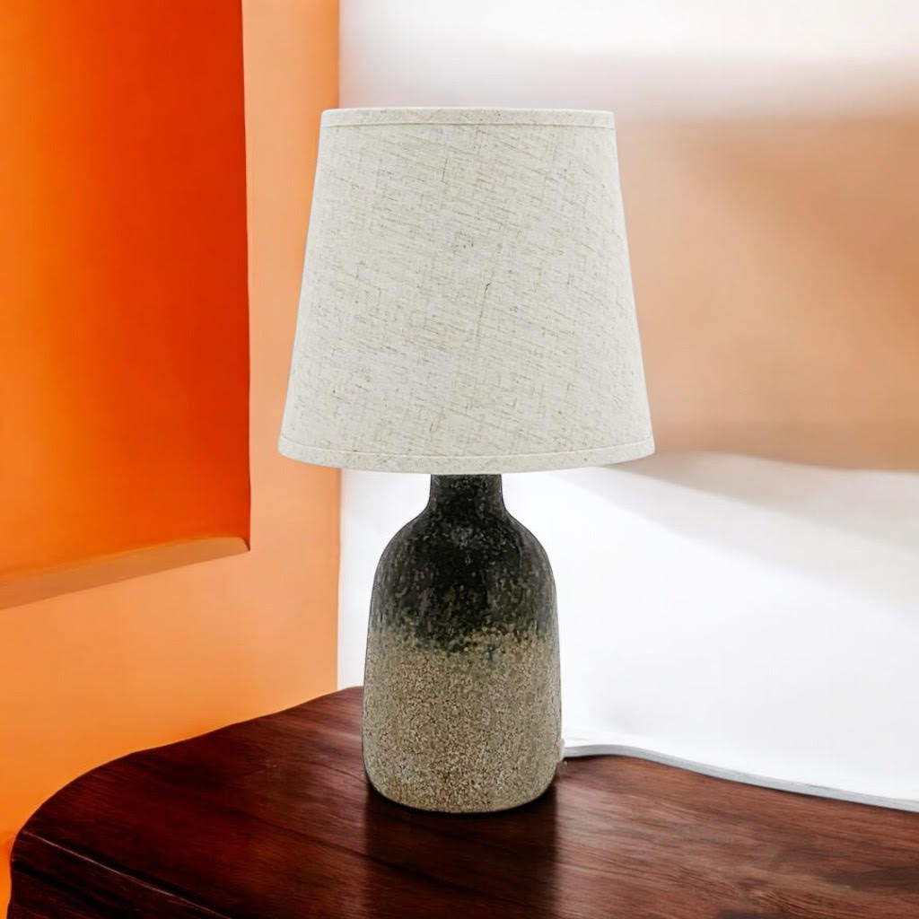 AcaciaHome Cute Grey Two-Tone Ceramic Table Lamp with White Drum Shade (52CM)