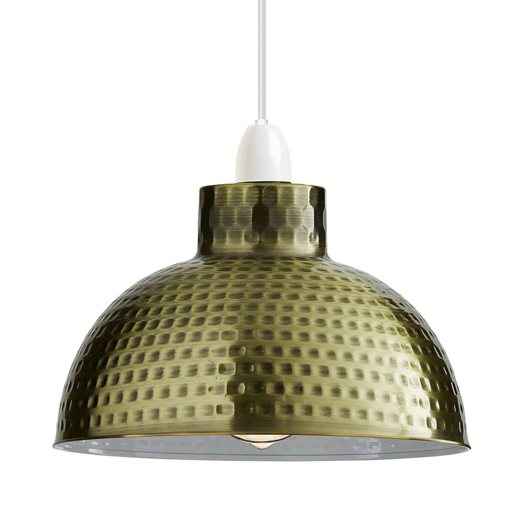 2 Pack Green Brass Retro Easy Fit Lamp Light Shade E27 Base Pendant Metal 26cm