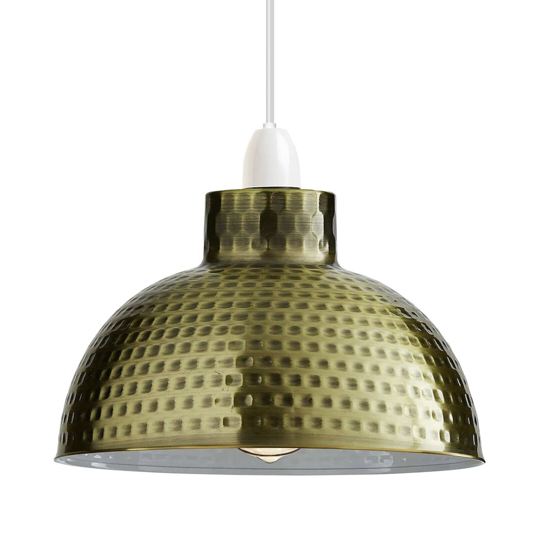 2 Pack Green Brass Retro Easy Fit Lamp Light Shade E27 Base Pendant Metal 26cm