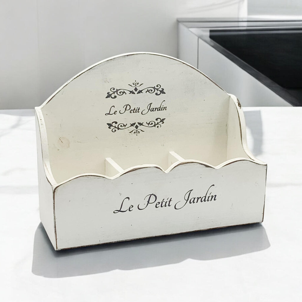 36cm Wooden Shabby White Frilly Box