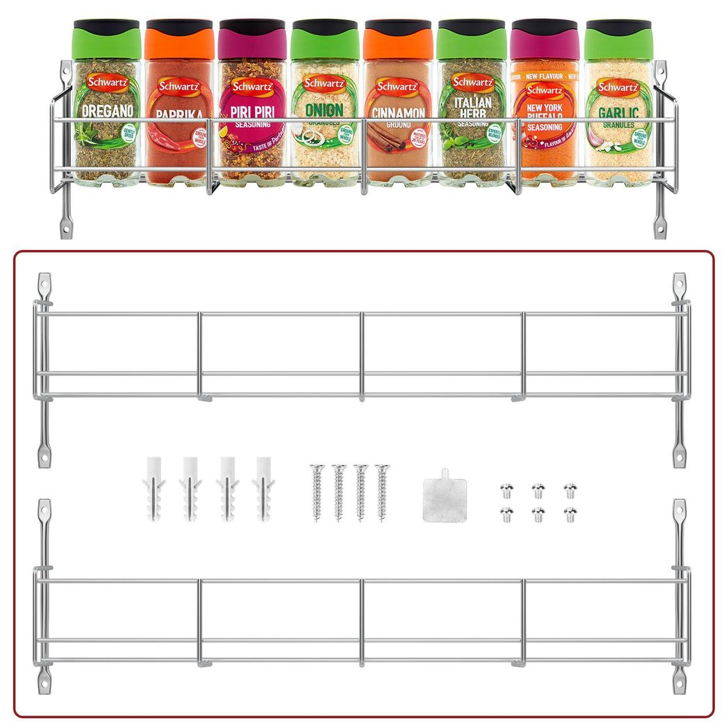 Vinsani 1/2/3/4/5/6 Tier Spice Racks Organiser (Silver)