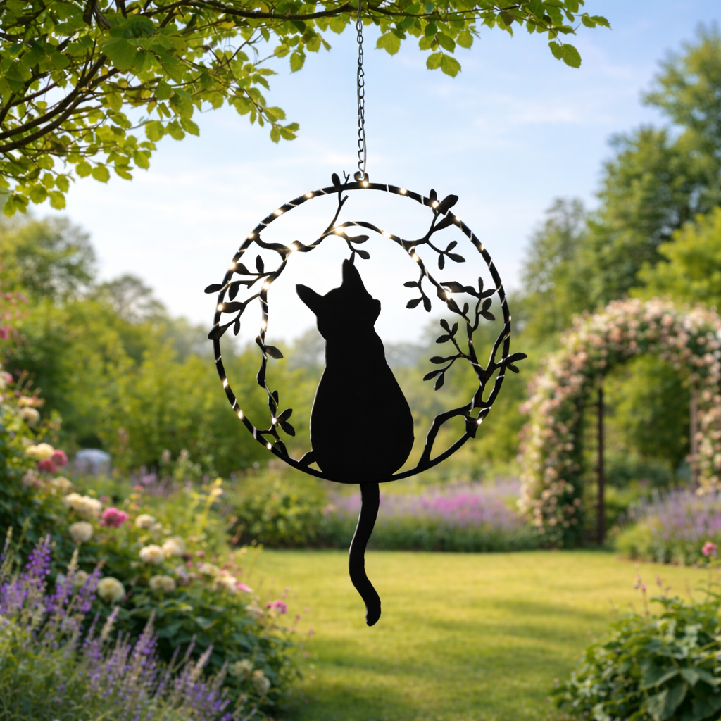 Hanging Solar Cat (24cm chain)