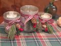 Frosted Glass Christmas Candle Holder with Tealights Set