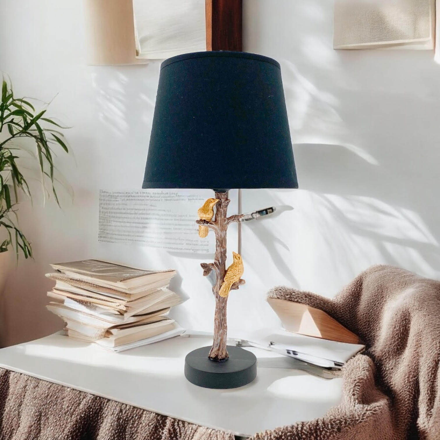 AcaciaHome Parrot Table Lamp with Drum Shade (Table Lamp 44cm)