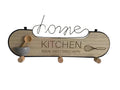 AcaciaHome Durable & Modern Wall Mounted Wooden Kitchen Shelf with 3 Iron Hooks