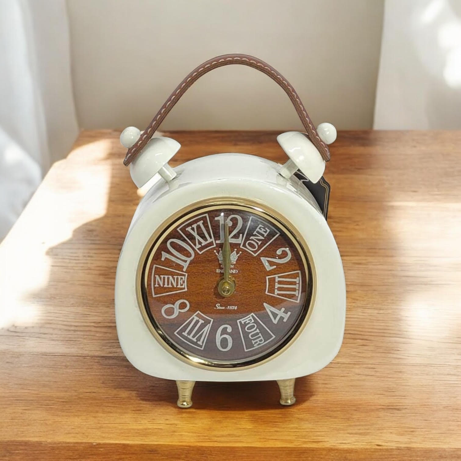 AcaciaHome White Cream Mantel Clock