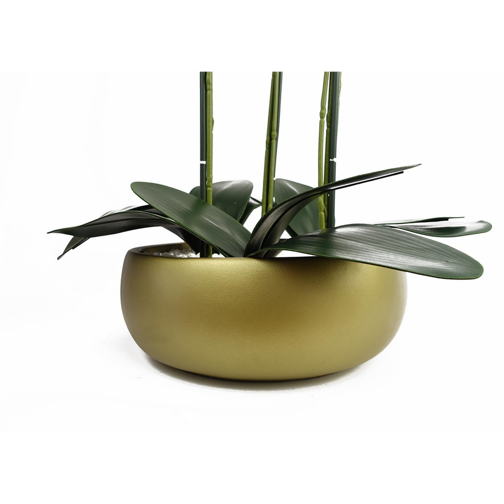 60cm Orchid Artificial Black - Gold Ceramic Planter