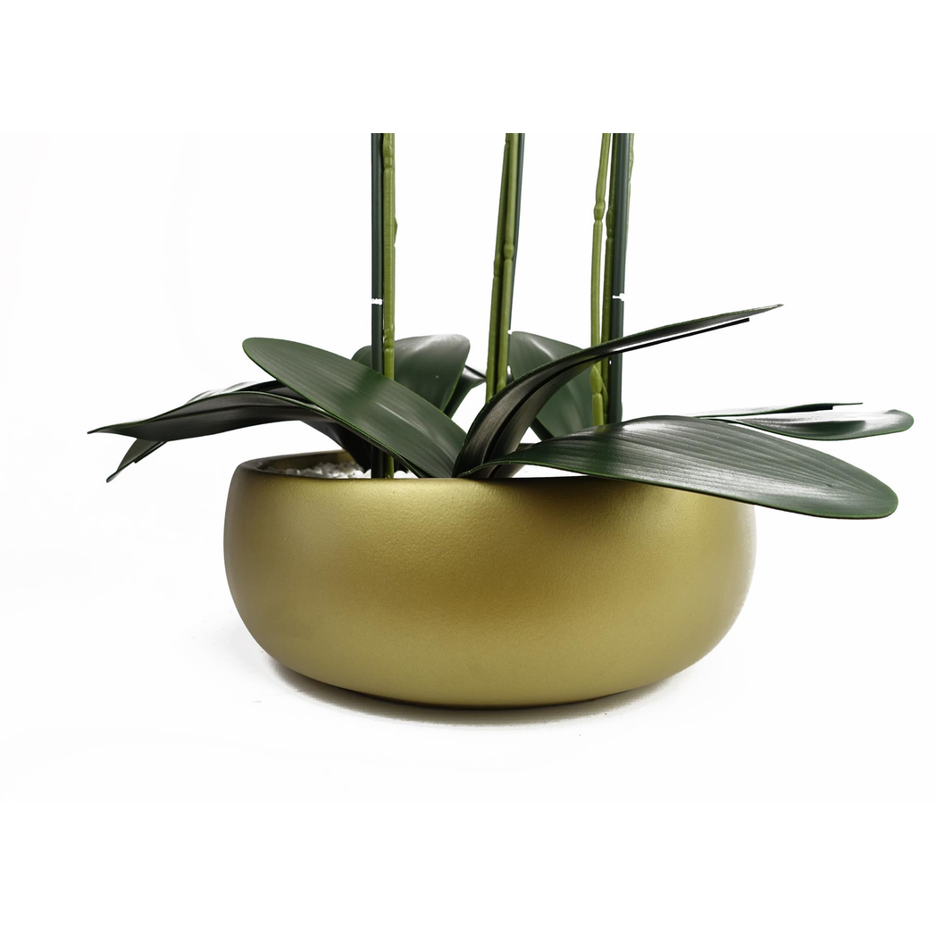 60cm Orchid Artificial Black - Gold Ceramic Planter