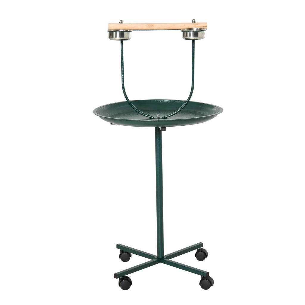 PawHut Bird Perch Stand, T-Stand Bird Training with Perch, Wheels, Bowls, Green