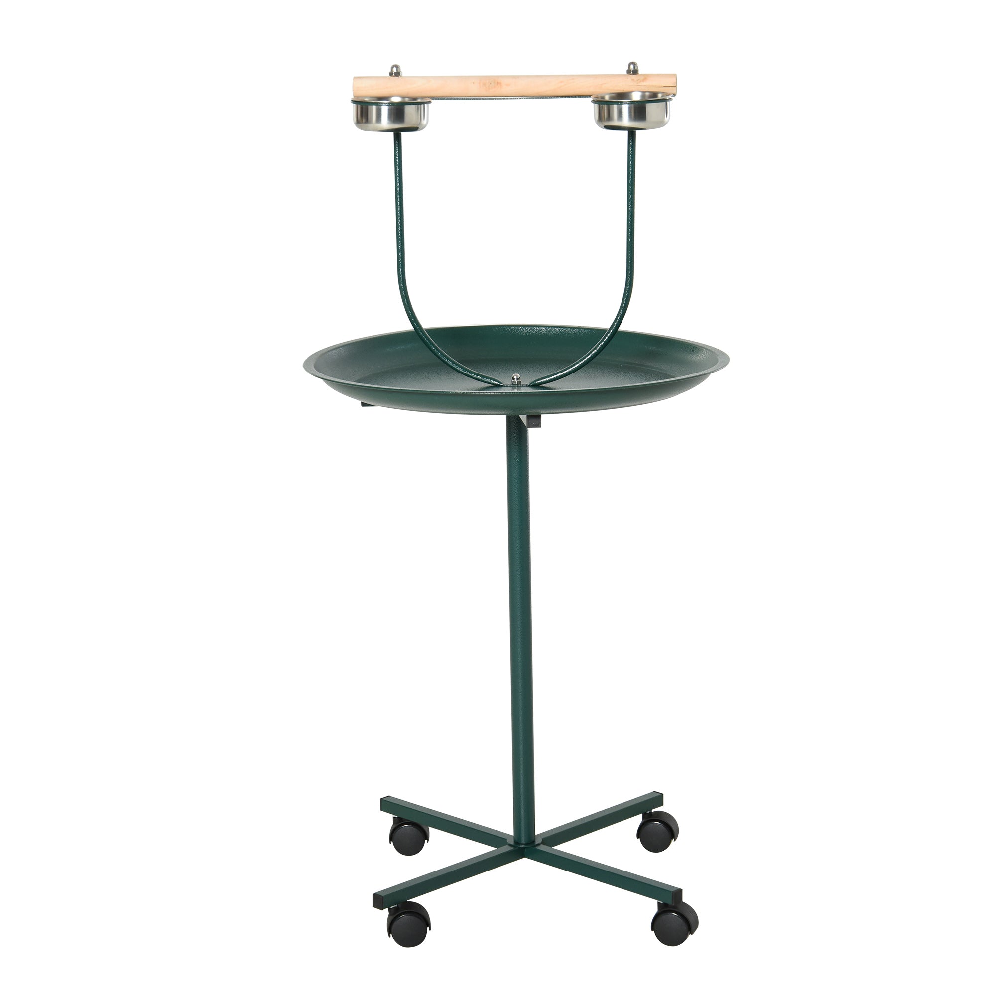 PawHut Bird Perch Stand, T-Stand Bird Training with Perch, Wheels, Bowls, Green