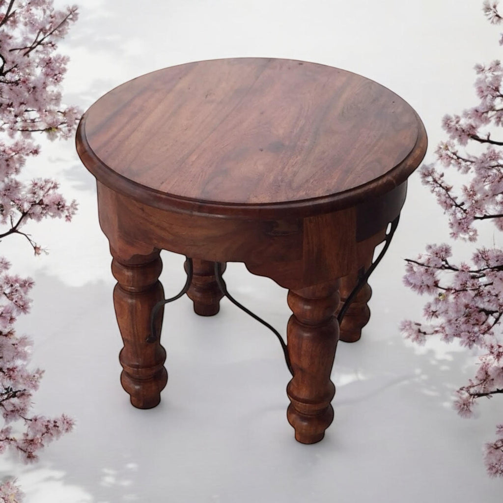 AcaciaHome Durable and Elegant Wooden Round Table (Deep Brown)