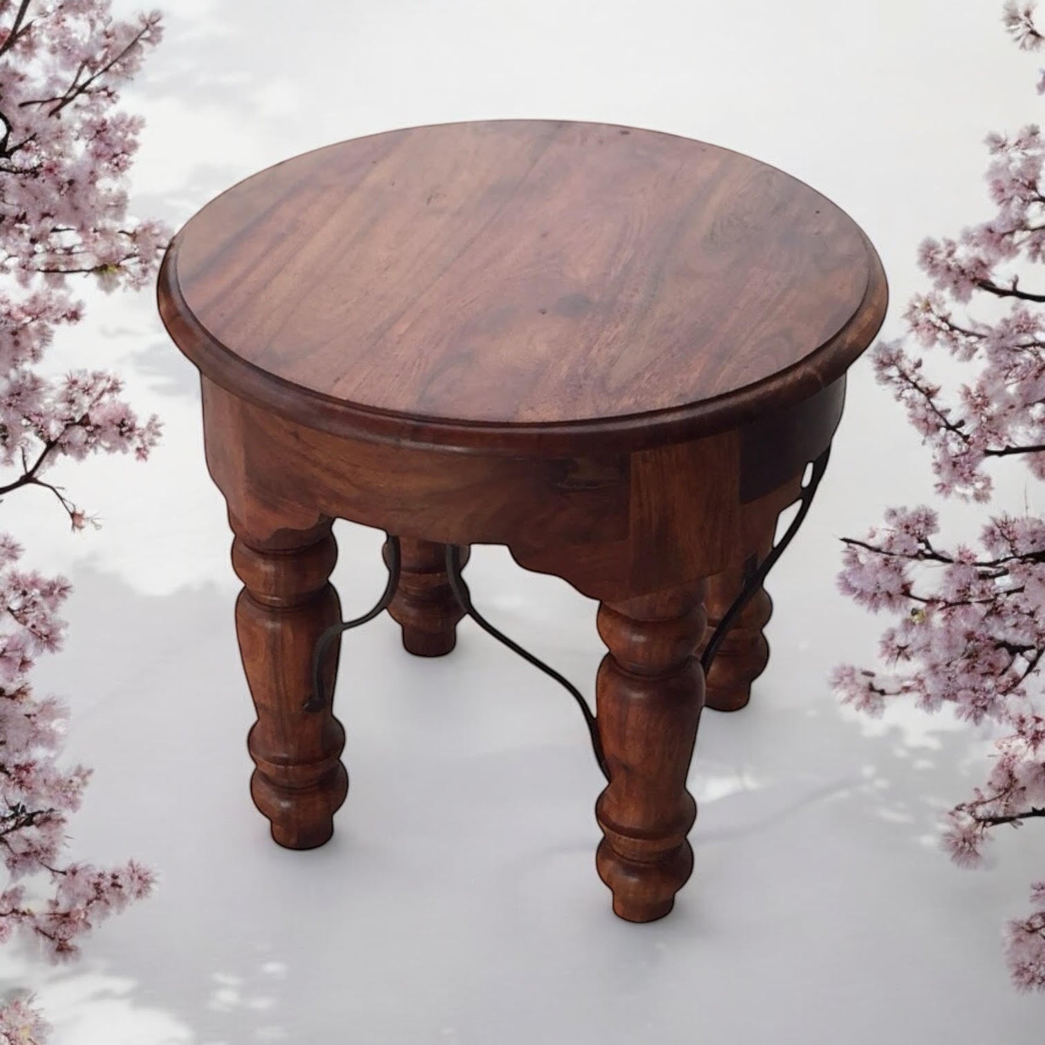 AcaciaHome Durable and Elegant Wooden Round Table (Deep Brown)