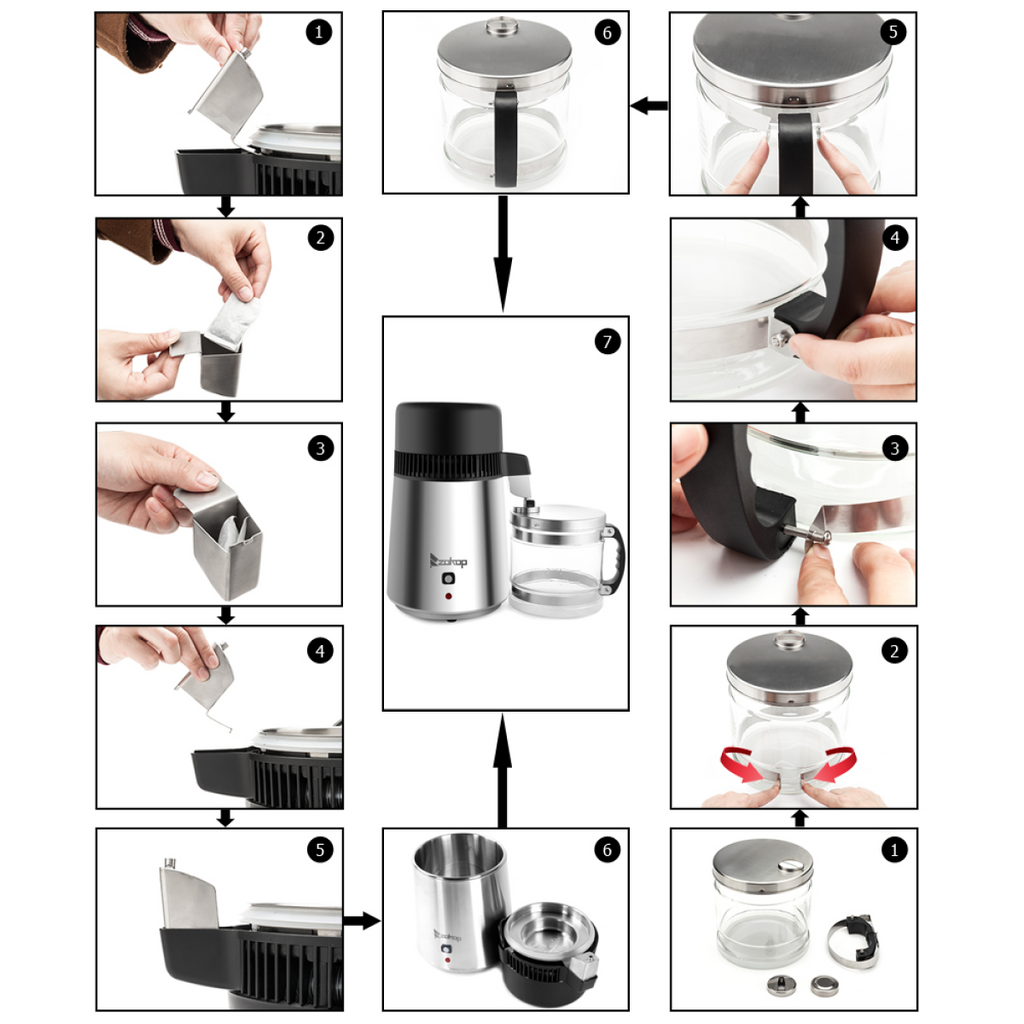 W Water Distiller Electric Purifier Stainless Steel Glass Water Filters
