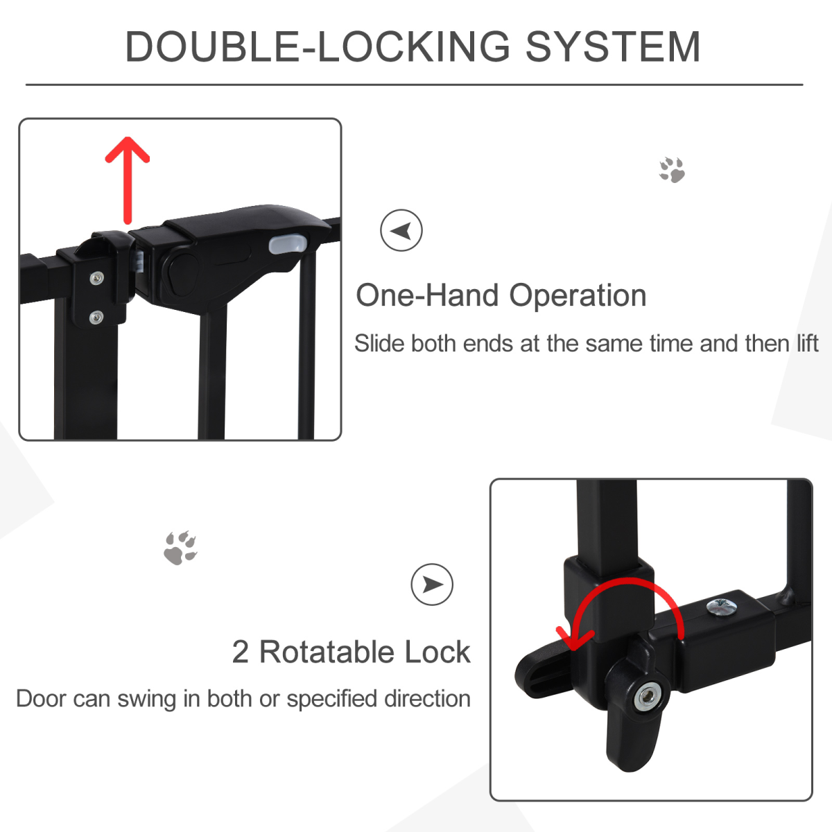 Adjustable Safety Gate 3 Extensions and Four Adjustable Screws, PawHut