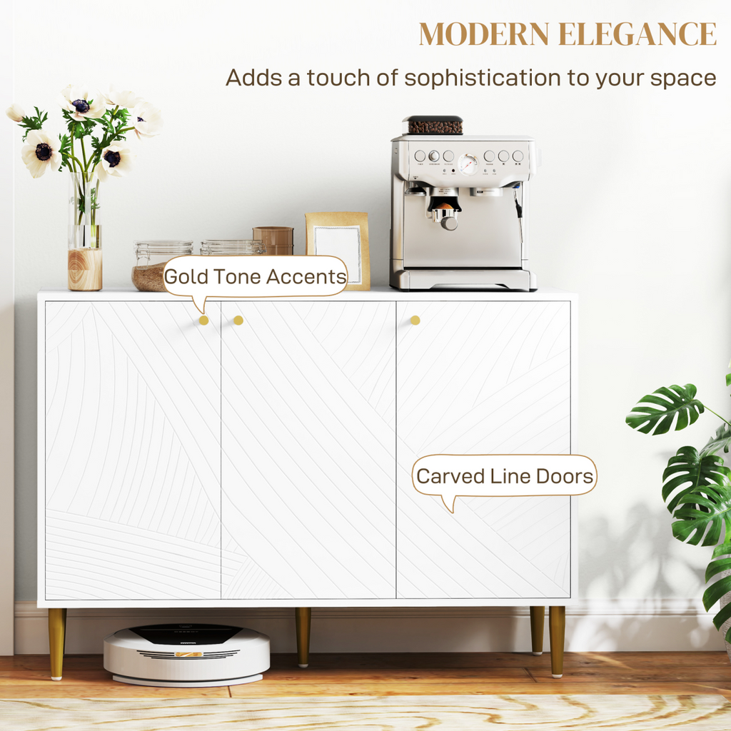 Elegant White Sideboard with Adjustable Shelves & Multi-Use Storage Cabinet
