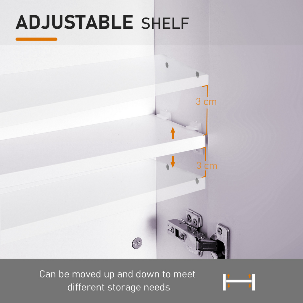 Wall Mounted Bathroom Mirror Storage Cabinet w/ Door Adjustable Shelf HOMCOM