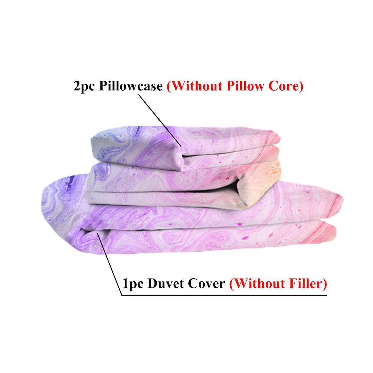 Girly Duvet Cover Rainbow Glitter Ombre Bedding Sets 3 Pcs Chic Unicorn Pink