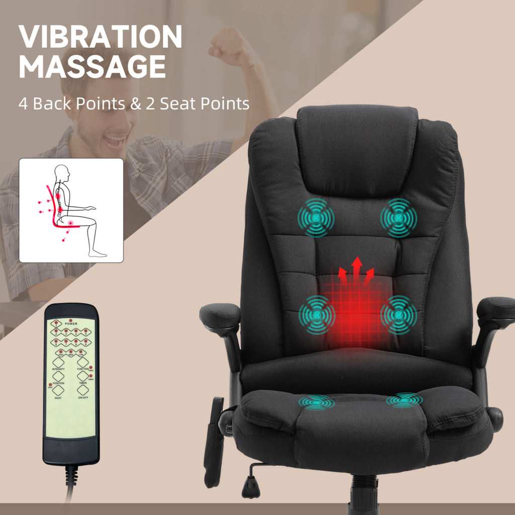 Executive Reclining Chair w/ Heating Massage Points Relaxing Headrest Black