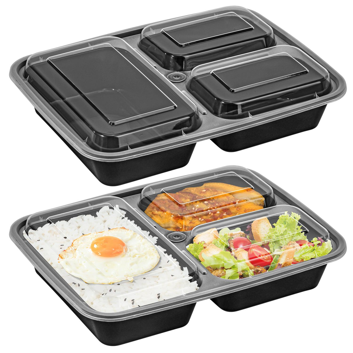Vinsani 10pk 3 COMPARTMENTS MEAL PREP CONTAINERS
