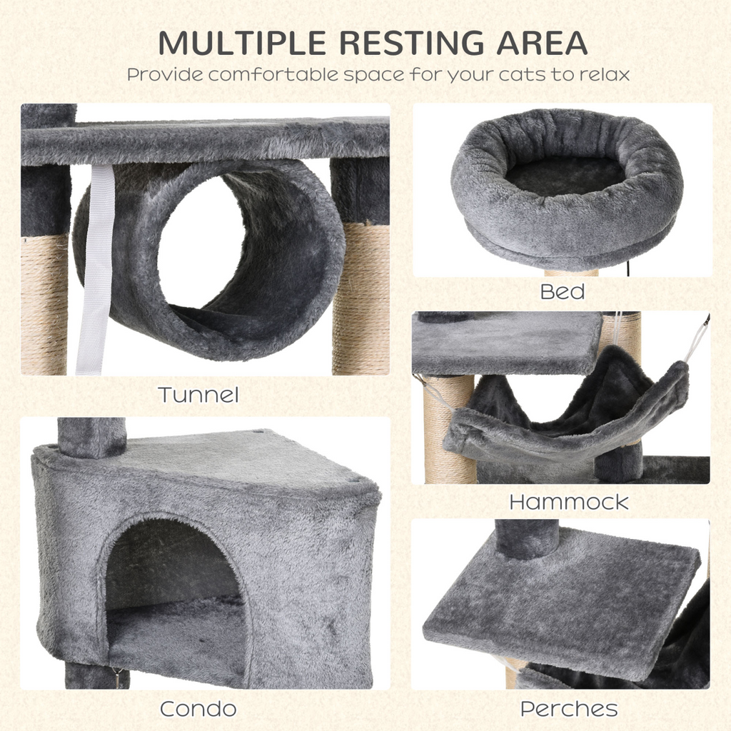 150CM Cat Tree Tower Kittens Activity Stand House Scratching Posts Pawhut
