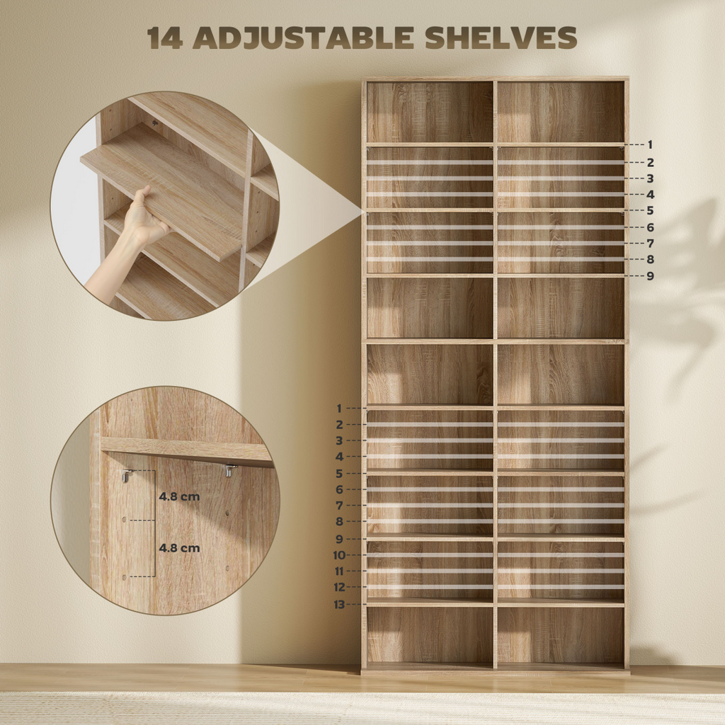 HOMCOM 640 CD Storage Unit 360 DVD Storage Tower with 18 Compartments Natural