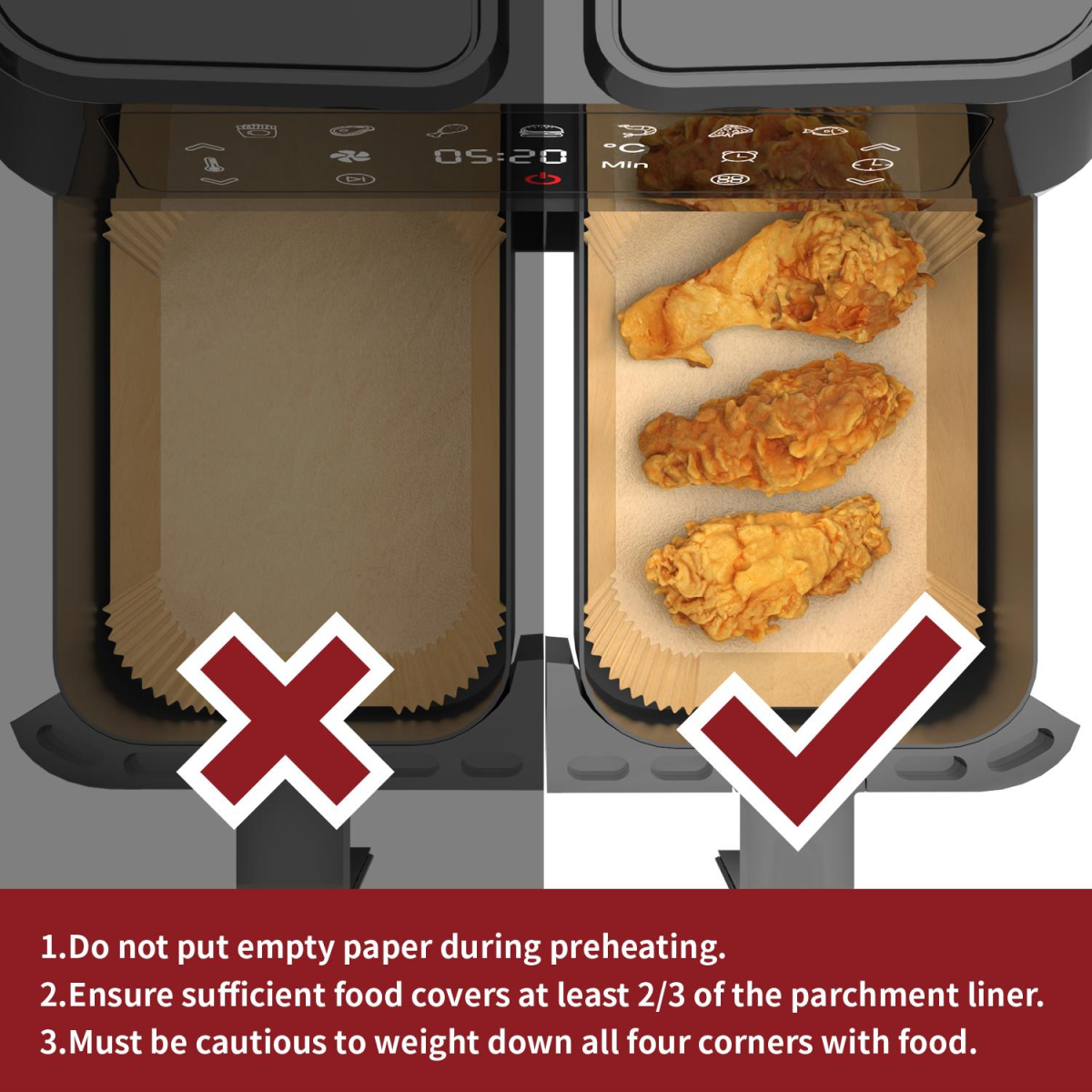 Vinsani 100pcs Air fryer paper liners