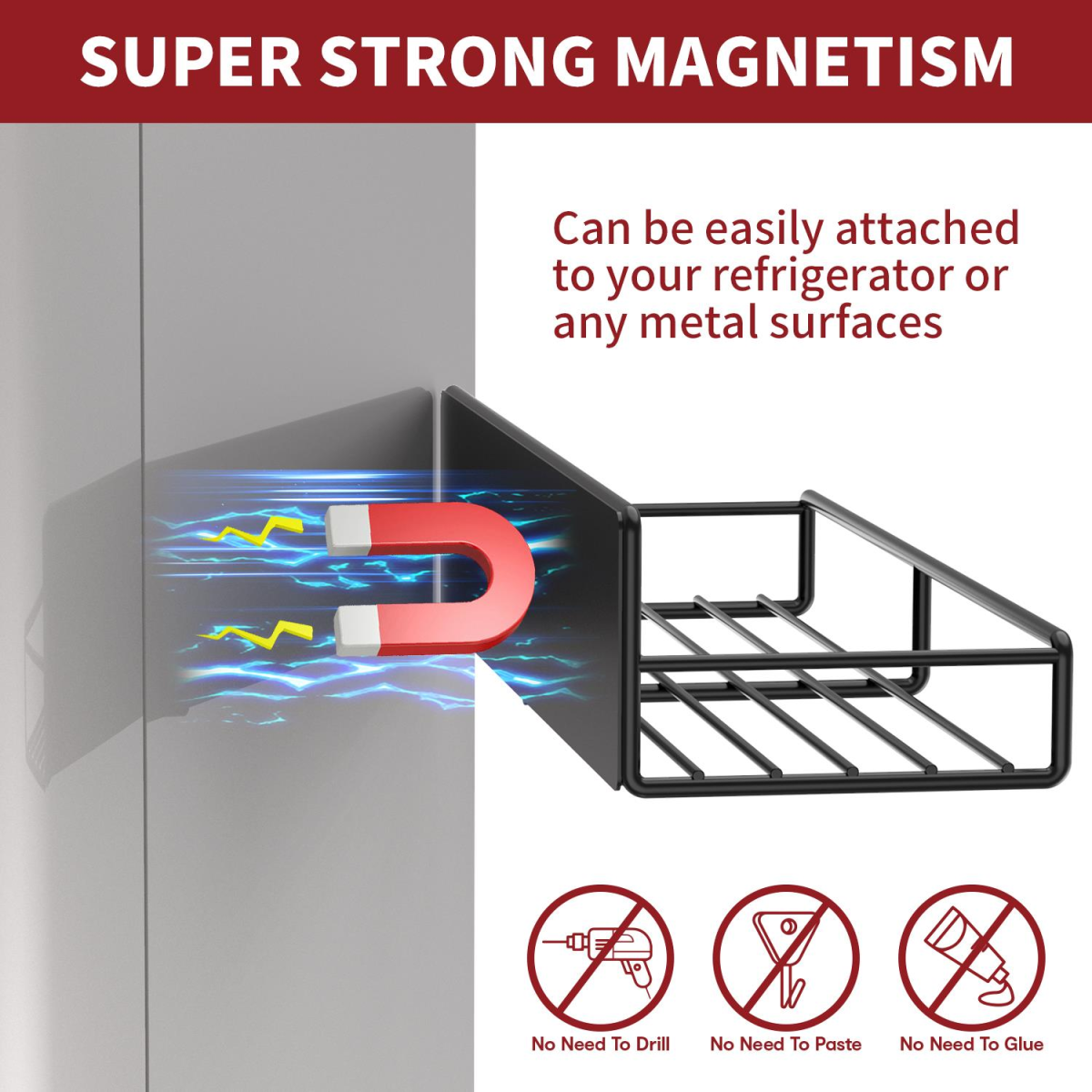 Vinsani 4pc MAGNETIC SPICE RACK METAL SHELF