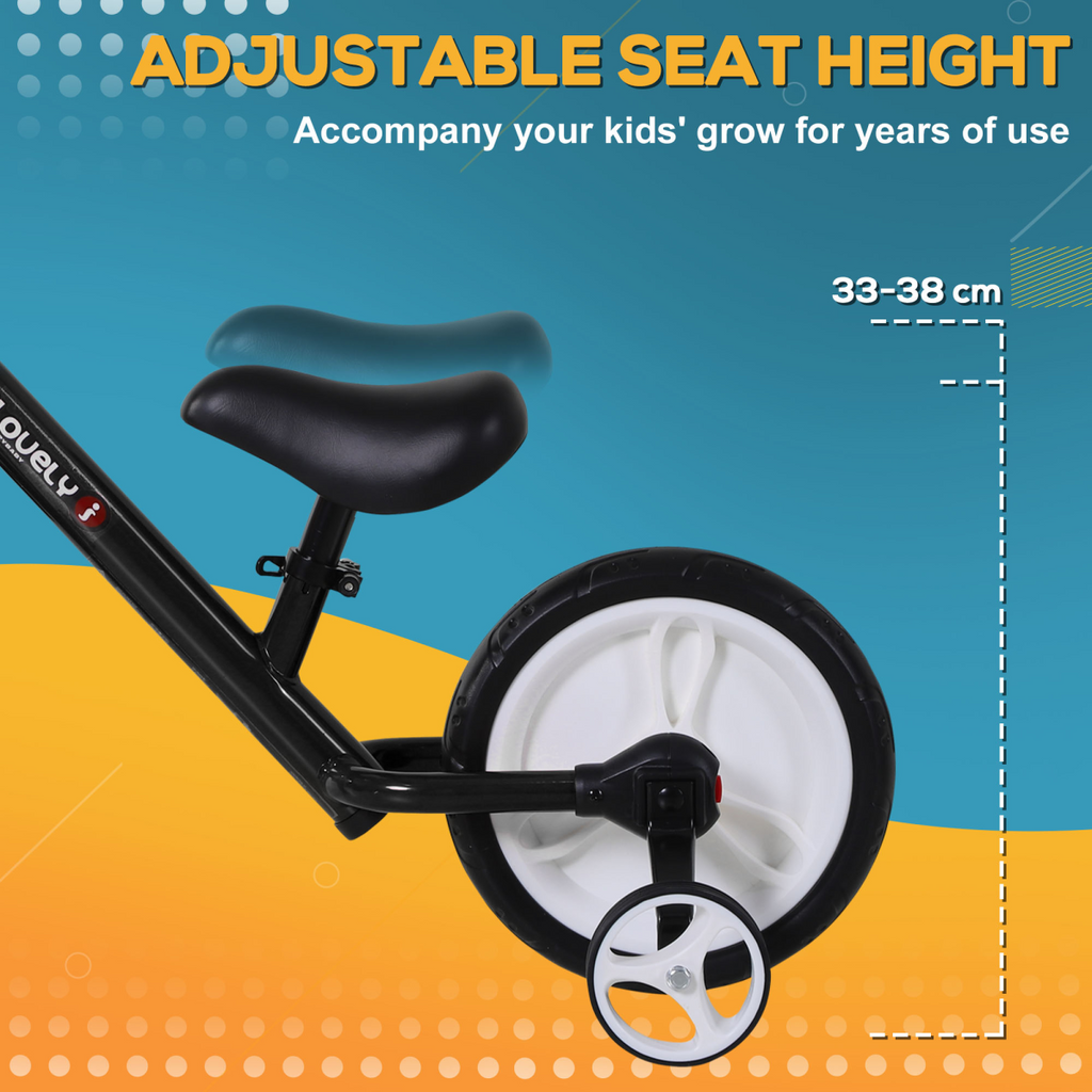 Kids Balance Training Bike Toy with Stabilizers For Child 2-5 Years Black