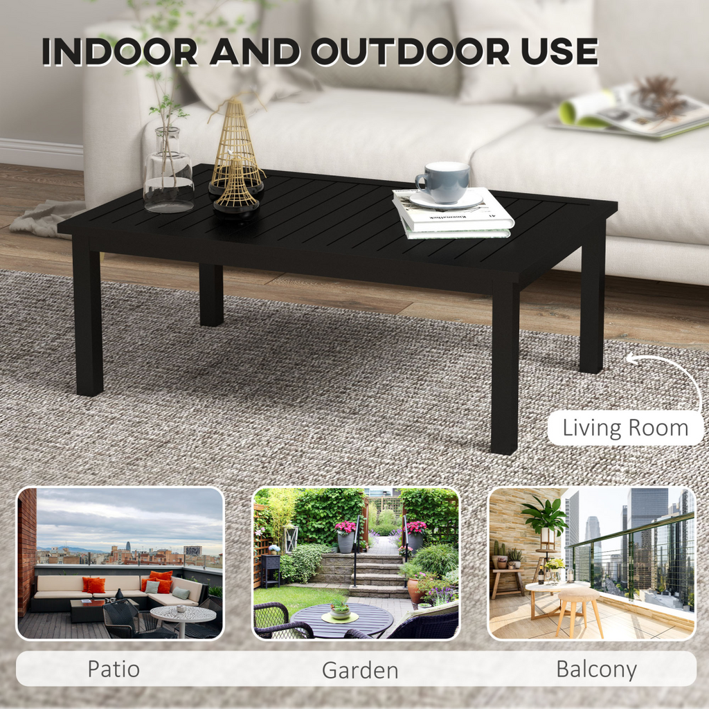 Outsunny Aluminium Outdoor Coffee Table Patio Table, Black