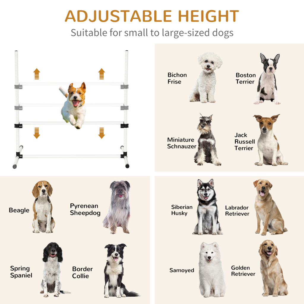 New Canine Agility Set Dog Jumping Training Obstacles Course Free Standing