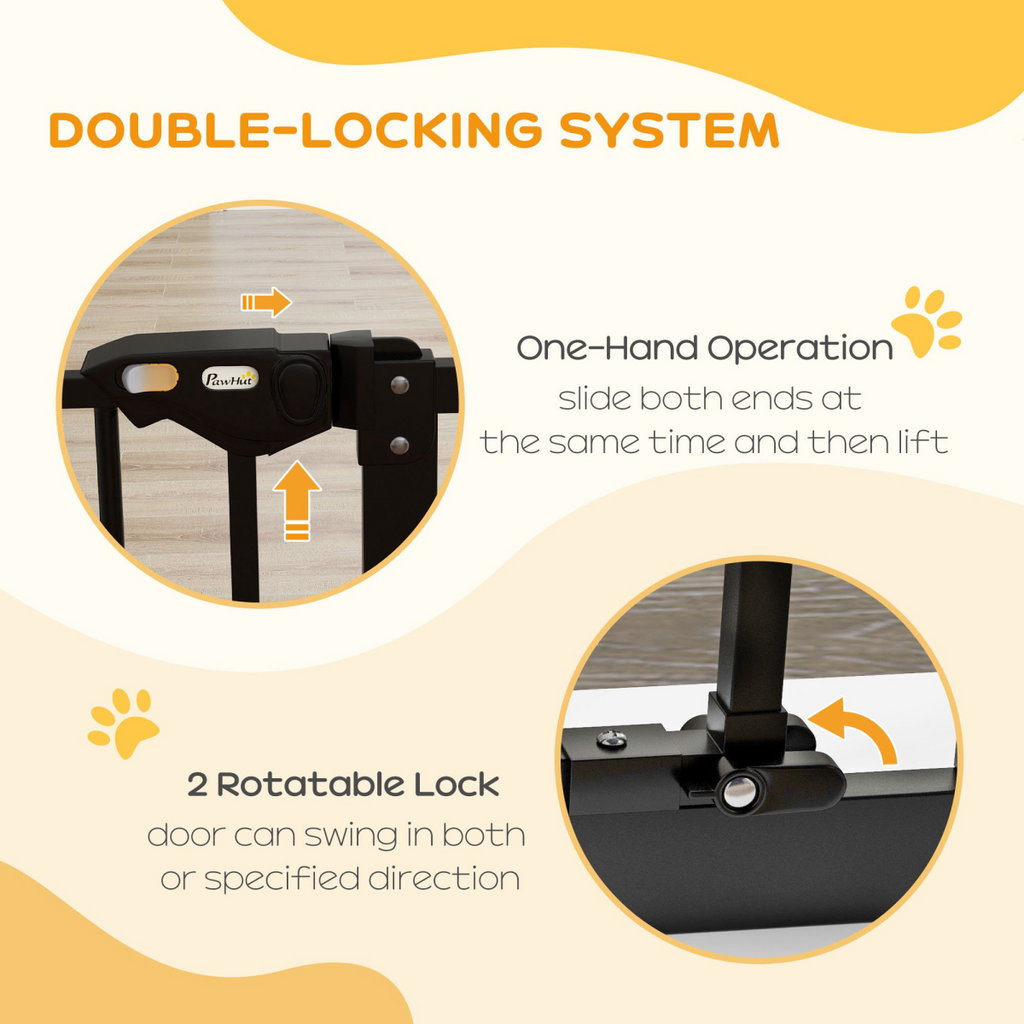 PawHut Adjustable Safety Gate with 1 Extensions and Four Adjustable Screws, Black