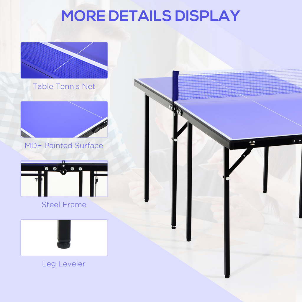 Folding Mini Table Tennis Portable Ping Pong Set Games Play Sport Net HOMCOM