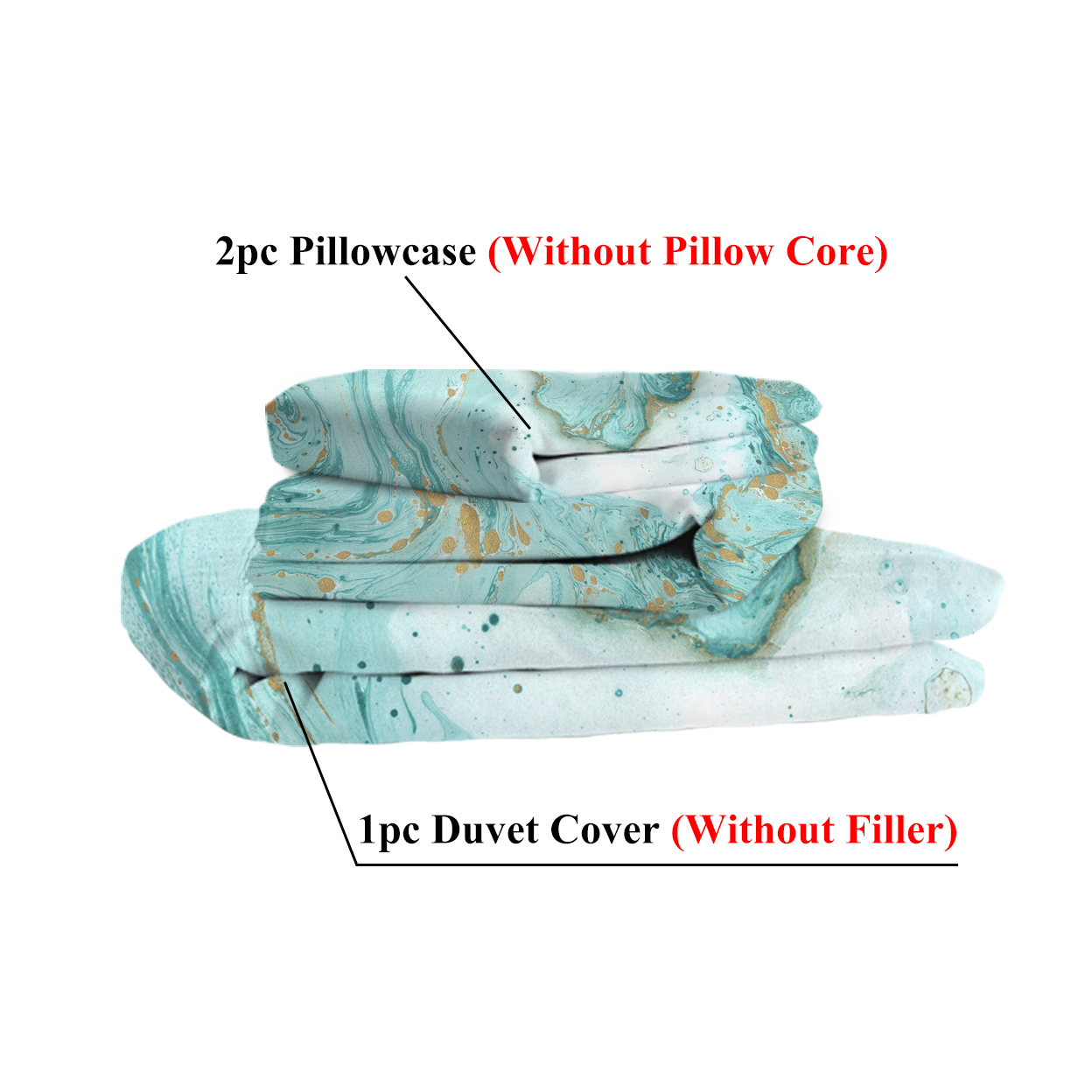 Chic Girly Marble Duvet Cover Mint Gold Glitter Turquoise Bedding Comforter Set Abstract Aqua Teel Blue Duvet Cover(Double)