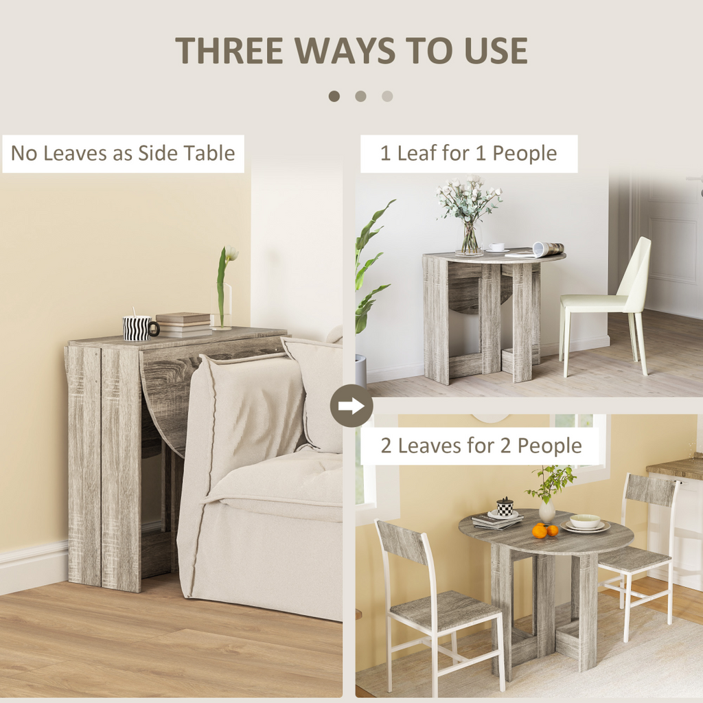 HOMCOM Folding Dining Table Foldable Drop Leaf Dinner Table for Kitchen Grey