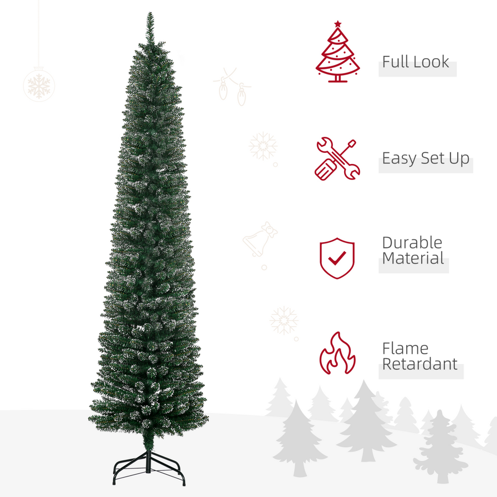 7.5FT Artificial Snow Dipped Christmas Tree Home Decoration Green HOMCOM