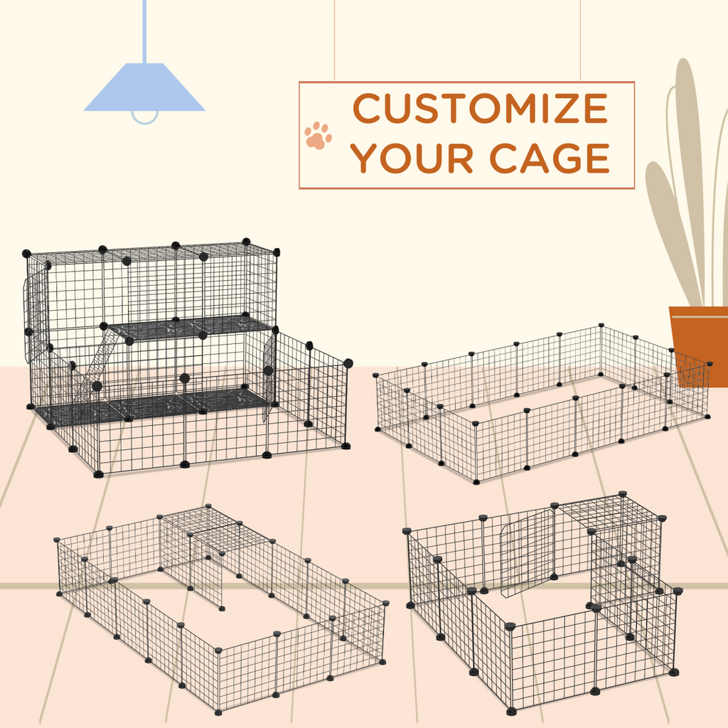Pet Playpen DIY Small Animal Cage for Rabbit Ferret Chinchilla Guinea Pig Black