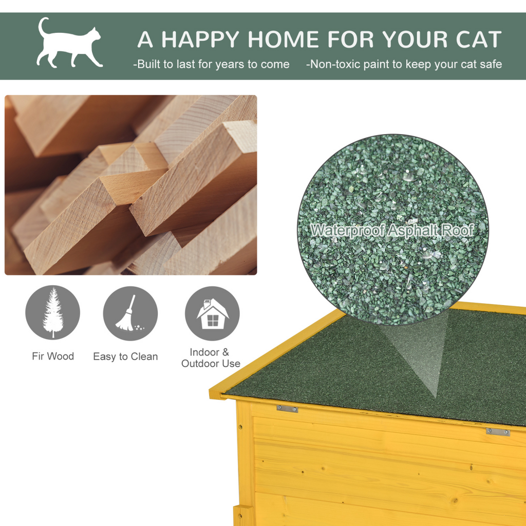 Wooden Cat House Pet Home Outdoor Waterproof Door Roof Shelter Garden PawHut