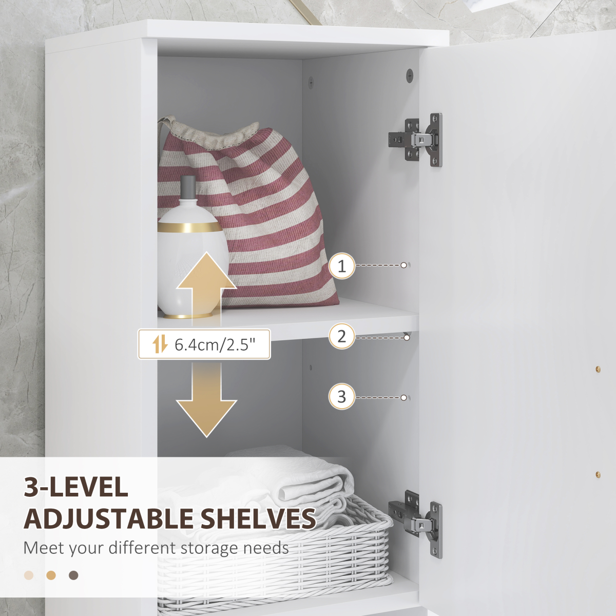kleankin Tall Bathroom Storage Cabinet, Slim Bathroom Cabinet with Soft Close