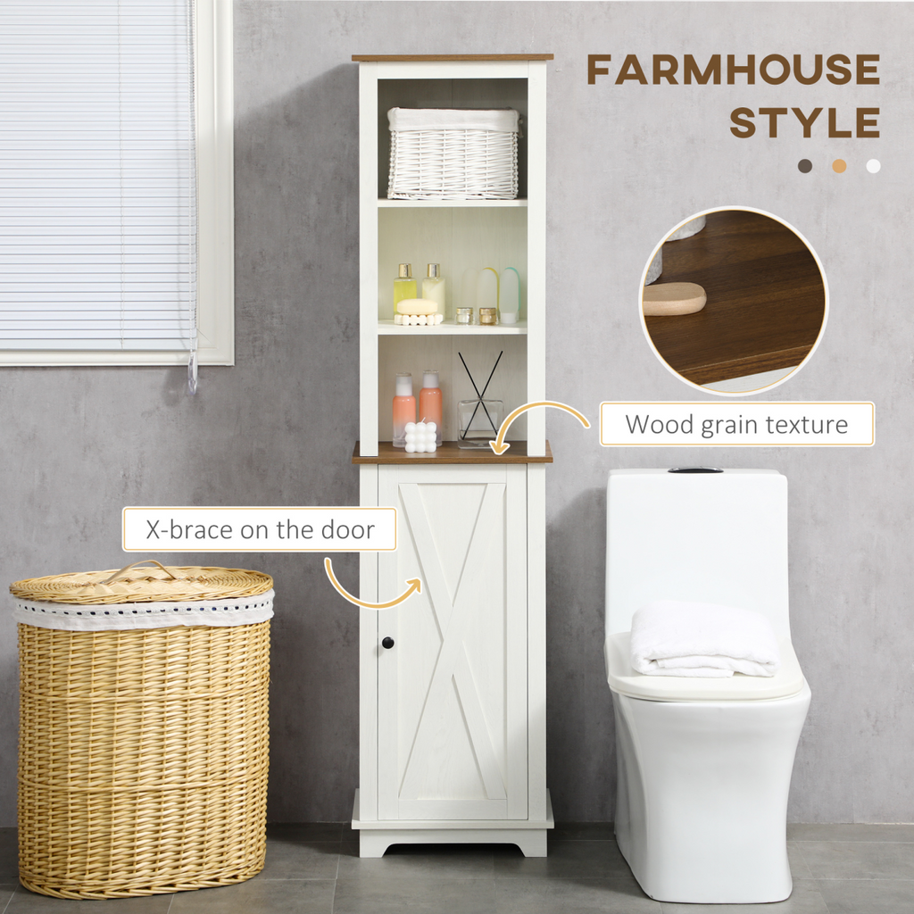Tall Bathroom Cabinet Storage Cupboard with Door, Adjustable Shelves