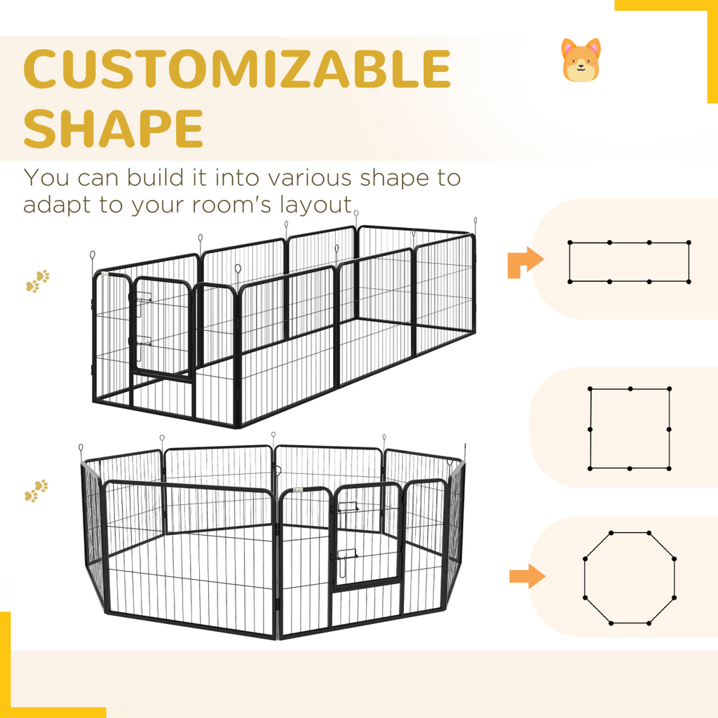 Pawhut Pet Pen Guinea Dog Pig Puppy Playpen Play House Steel Hutch Metel Black