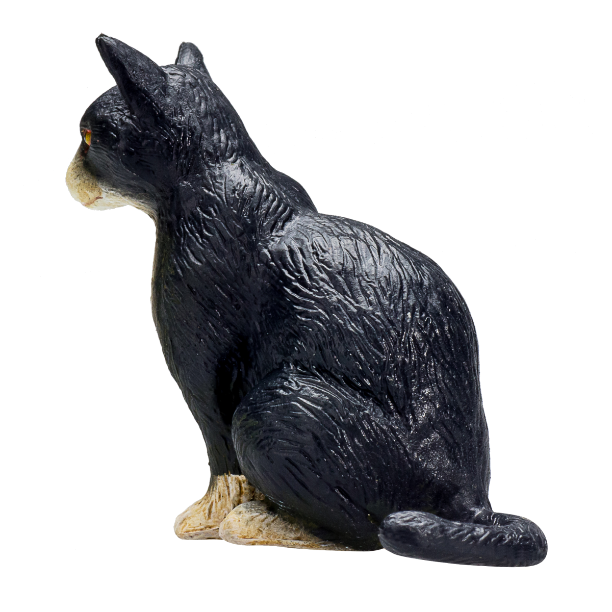 Cat Sitting Black and White Toy  Realistic Pet Figurine