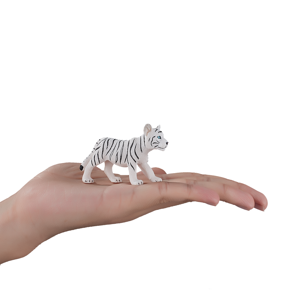 White Tiger Cub Standing Toy  Realistic Big Cat Figurine